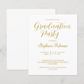 Budget Gouden Script Afstudeerfeest Uitnodiging (Voorkant / Achterkant)