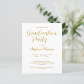 Budget Gouden Script Afstudeerfeest Uitnodiging (Staand voorkant)