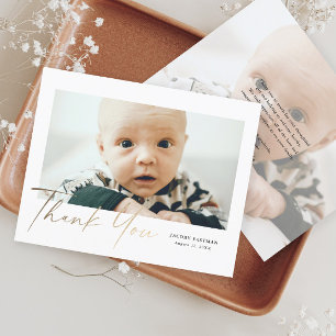 Budget Gouden Script Baby Foto Bedankkaart