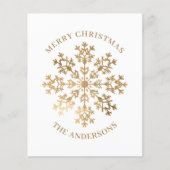 Budget Gouden Sneeuwvlok Kerst Kaart (Voorkant)