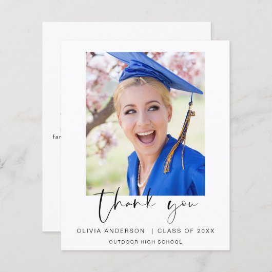 Budget Graduation Photo Minimaliste Merci Cartes (Devant / Derrière)