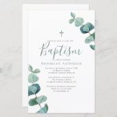 Budget Grande Eucalyptus Baptisme Uitnodiging (Voorkant / Achterkant)