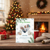 Budget Green Christmas 3 Photo Holiday Card Feestdagenkaart