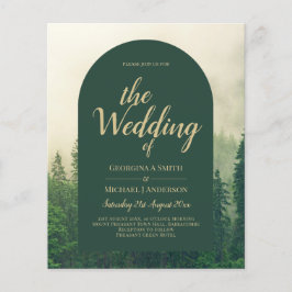 BUDGET Green Forest Pine Trees Wedding INVITE