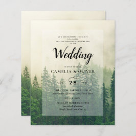 BUDGET Green Forest Pine Trees Wedding INVITE