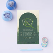 BUDGET Green Forest Pine Trees Wedding INVITE Flyer (Enkel)