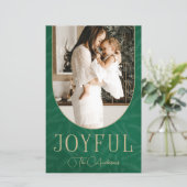Budget Green Gold Arch Joyful Photo Holiday Card (Staand voorkant)