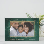 Budget Green Gold Botanical Photo Holiday Card (Staand voorkant)