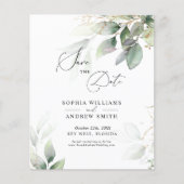 BUDGET Green & Gold Eucalyptus Save the Date (Voorkant)