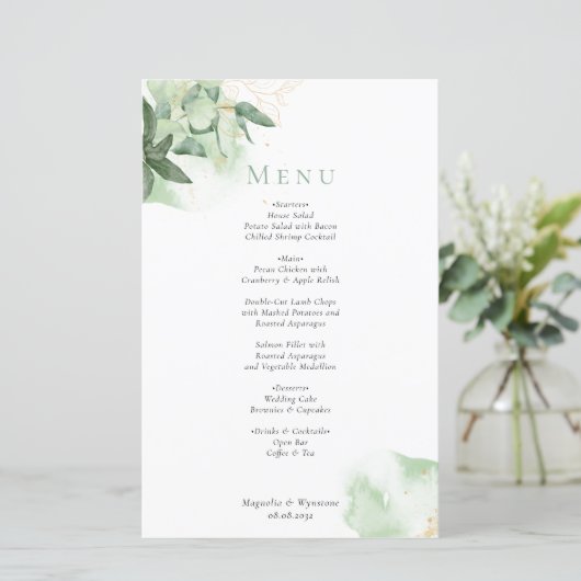 BUDGET Green Gold Menu Mariage (Debout devant)