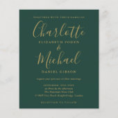 Budget Green Gold Script Photo Weduwen Uitnodiging (Voorkant)