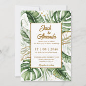 Budget Green Leaf Boho Faire-part de mariage (Devant)