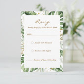 Budget Green Leaf Boho Greenery Wedding RSVP Kaart (Staand voorkant)