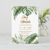 Budget Green Leaf Boho Huwelijksuitnodiging Kaart (Staand voorkant)