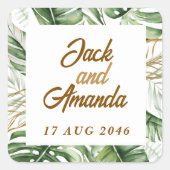 Budget Green Leaf Boho Mariage autocollants et éti (Devant)