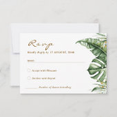 Budget Green Leaf Boho Vert Mariage RSVP Cartes (Devant)