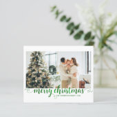 BUDGET Green Merry Christmas Heart Script Photo (Staand voorkant)