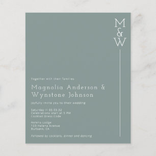 BUDGET Green Modern Monogram Weddenschap