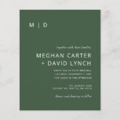 Budget Green Modern Monogram Weddenschap (Voorkant)