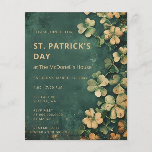 Budget  Green St Patricks Day Uitnodiging (Voorkant)