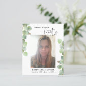 Budget Greenery Begrafenisfoto Flat Dank u kaart (Staand voorkant)