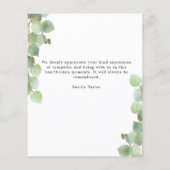 Budget Greenery Begrafenisfoto Flat Dank u kaart (Achterkant)