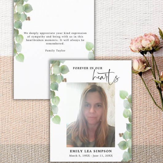 Budget Greenery Begrafenisfoto Flat Dank u kaart