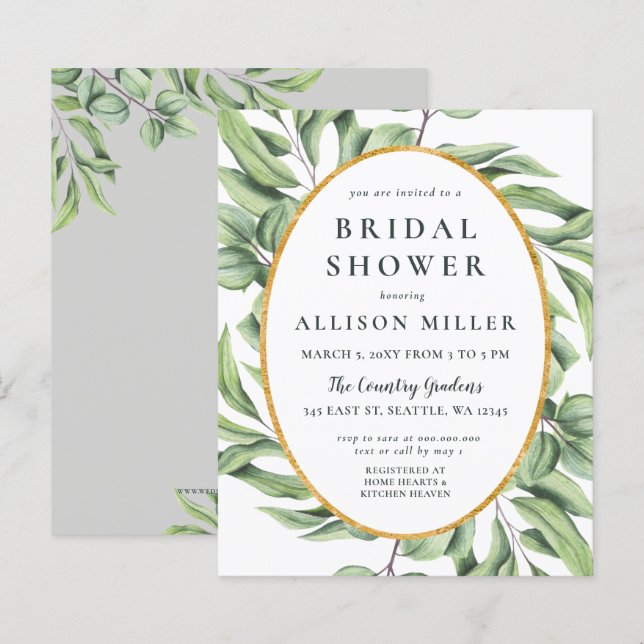 Budget Greenery Bridal Shower (Voorkant / Achterkant)