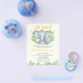 Budget Greenery Elephant Neutral Baby shower Flyer (Enkel)