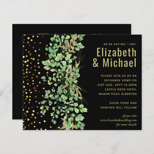 Budget Greenery Feuille Night Sky Mariage (Devant / Derrière)