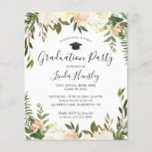 Budget Greenery Floral Graduy Party Invitation (Voorkant)