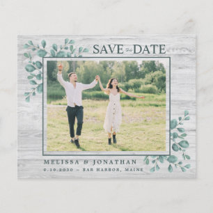 Budget Greenery Foto Wedding Save the Date Invite