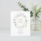 Budget Greenery Garland Gold Wedding Invitation (Staand voorkant)