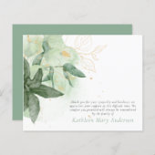 Budget Greenery Gold Funeral Carte de remerciement (Devant / Derrière)