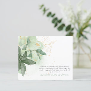 Budget Greenery Gold Funeral Carte de remerciement