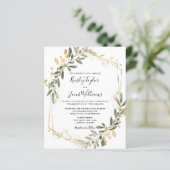 Budget Greenery & Gold Geometric Wedding Invite (Staand voorkant)