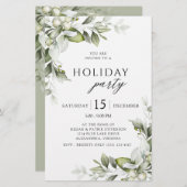 Budget Greenery Holiday Party Uitnodiging Briefpapier (Voorkant / Achterkant)