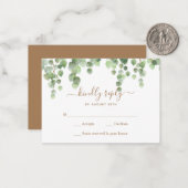Budget Greenery laat Botanical Wedding RSVP over Notitiekaartje (Voorkant / Achterkant in situ)
