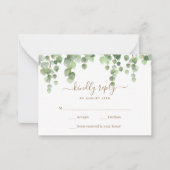 Budget Greenery laat Botanical Wedding RSVP over Notitiekaartje (Voorkant)