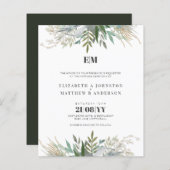 Budget Greenery laat Typografie Wedding Invites (Voorkant / Achterkant)