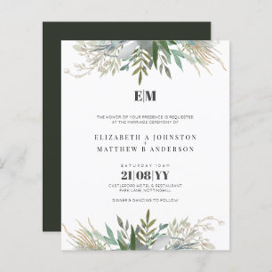 Budget Greenery laat Typografie Wedding Invites
