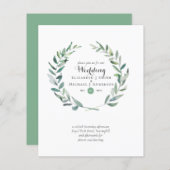 Budget Greenery Olive Leaves Wedding Invites (Voorkant / Achterkant)