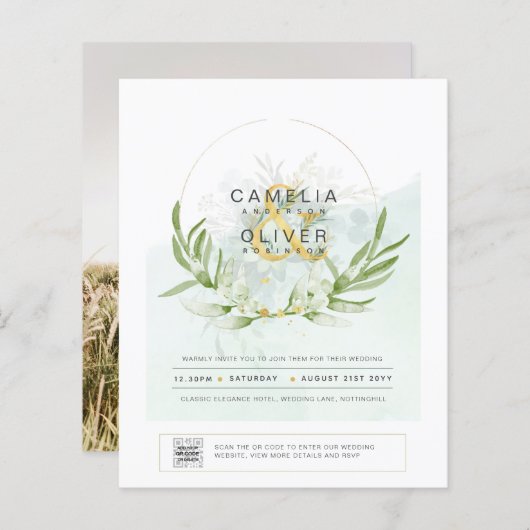 BUDGET Greenery PHOTO Weddenschap QR CODE F (Voorkant / Achterkant)