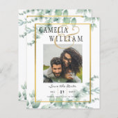 BUDGET Greenery PHOTO Wedding Save the Date QRcode (Voorkant / Achterkant)