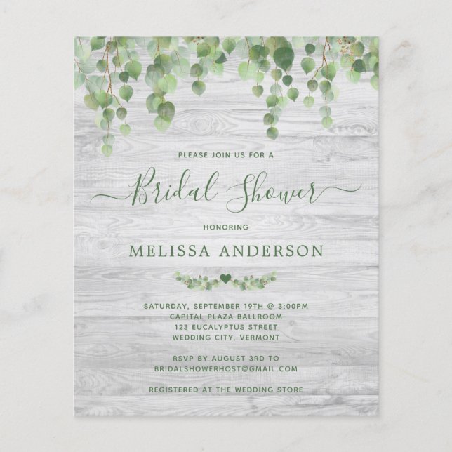 Budget Greenery Rustic Bridal Shower (Voorkant)