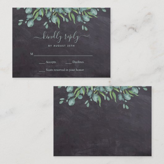 Budget Greenery Rustic Leaves Wedding RSVP Kaart Notitiekaartje (Voorkant / Achterkant)