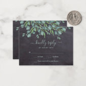 Budget Greenery Rustic Leaves Wedding RSVP Kaart Notitiekaartje (Voorkant / Achterkant in situ)