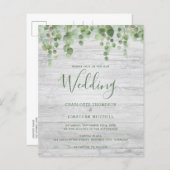 Budget Greenery Rustic Wedding Uitnodiging (Voorkant / Achterkant)