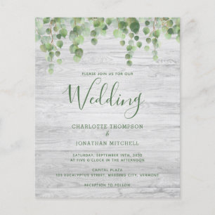 Budget Greenery Rustic Wedding Uitnodiging