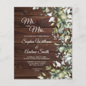 Budget Greenery Rustic Wood Wedding Uitnodiging (Voorkant)